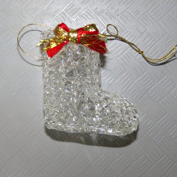 Lot of 4 Vintage Clear Spun Glass CrystalHanging Christmas Holiday Ornaments - Picture 6 of 15